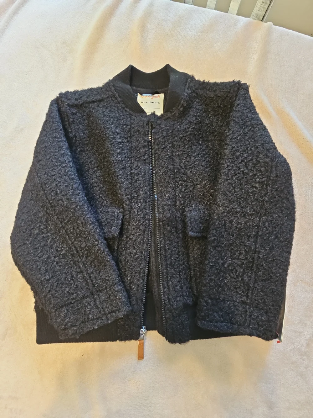 Cat & Jack Black Sherpa Bomber Jacket